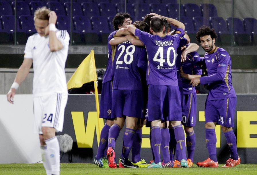 L&#39;esultanza della Fiorentina. Reuters